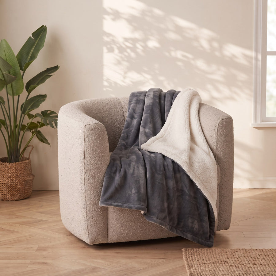 SoftCloud® Sherpa Throw – Sherpa throw on an armchair