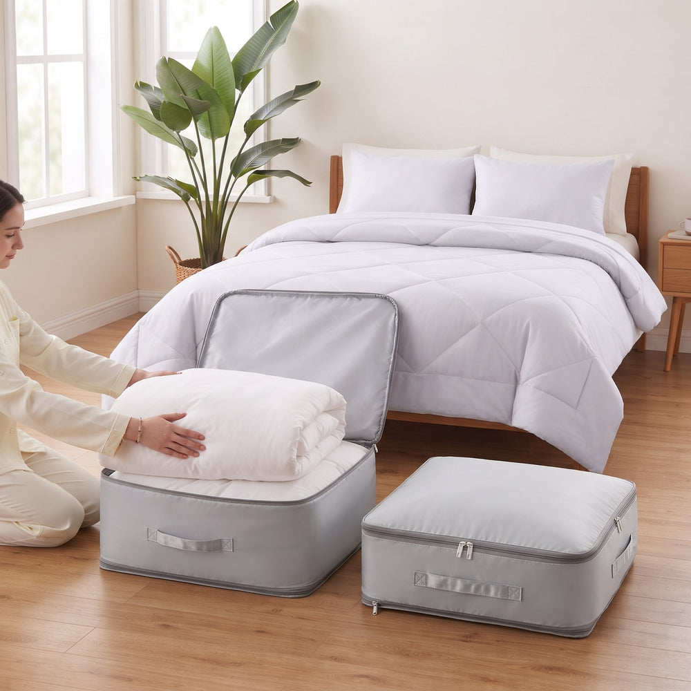 Spare bedding, out of the way.